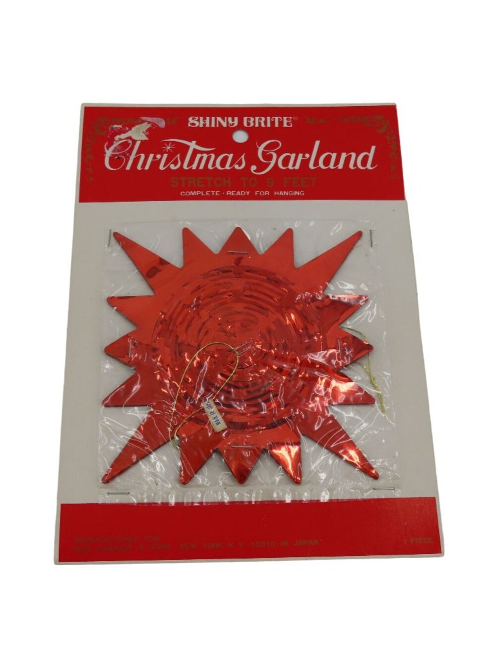 VTG Shiny Brite Christmas Garland Red Star Foil 9 Feet Made in Japan Retro NEW
